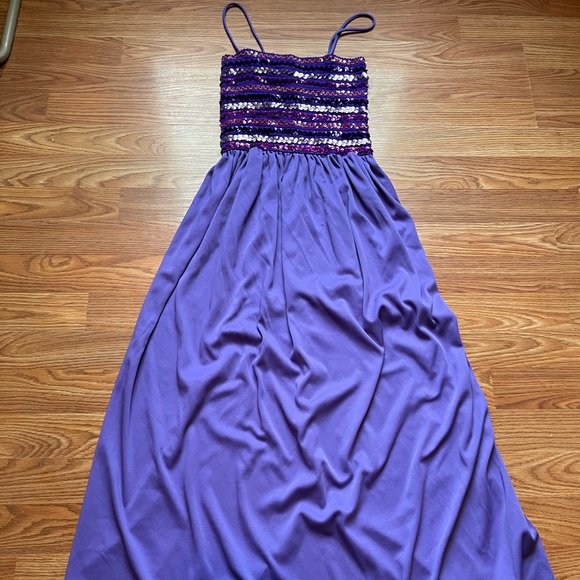 BLUE SPARKLY MAXI DRESS - Picture 1 of 3